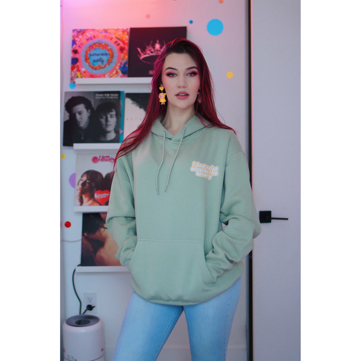 Just Exist Outside the Binary Hoodie- Green